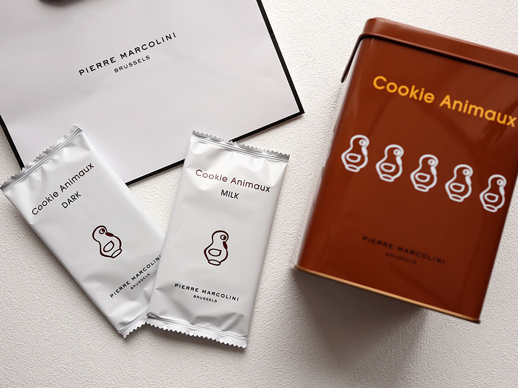 お取り寄せ　PIERRE MARCOLINI　ピエール・マルコリーニ　クッキーアニモ　クッキー缶　チョコレート菓子　チョコレートクッキー　アニモ　ベルギースイーツ　ベルギー　ベルギー王室御用達
