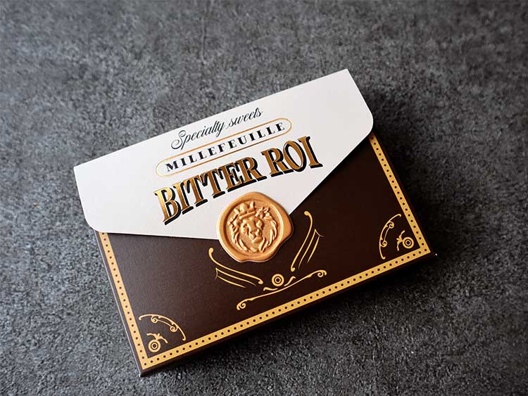 ビターロワ ミルフィーユ（カカオ） パッケージ クラシックアメリカン調デザイン