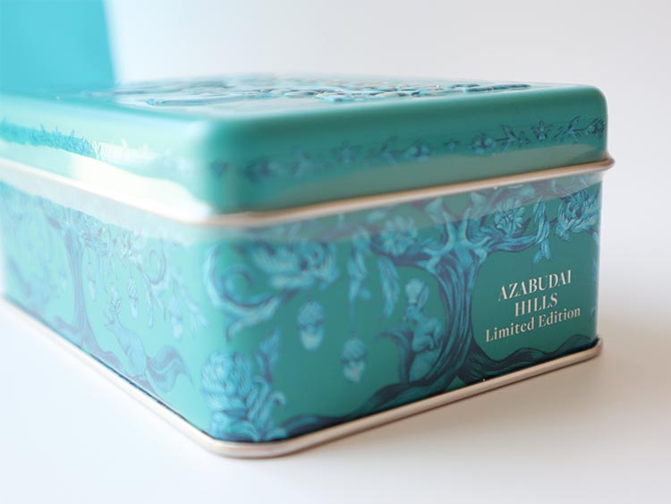 Patisserie GIN NO MORI 銀の森 プティボア 麻布台ヒルズ限定 クッキー缶のデザイン