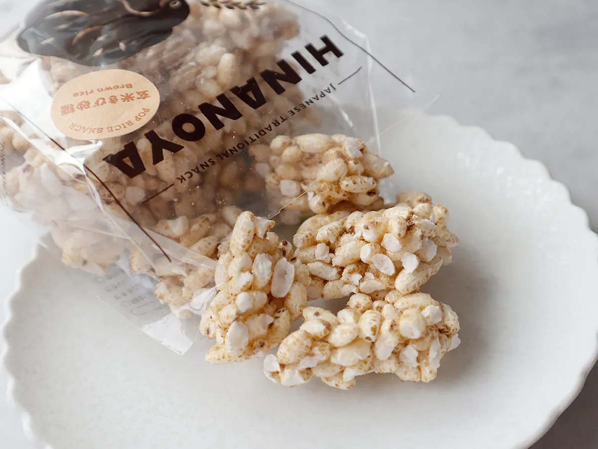 ひなのや「玄米きび砂糖」のポン菓子